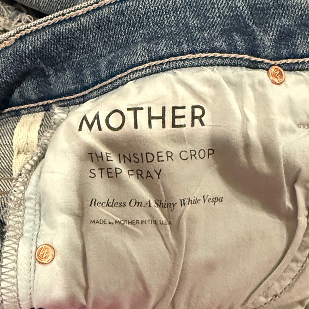 MOTHER Blue Cropped Distressed Jeans - Picture 3 of 3